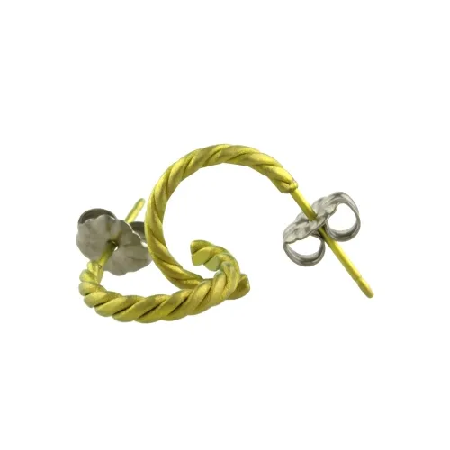 Small 12mm Twisted Yellow Hoop Earrings